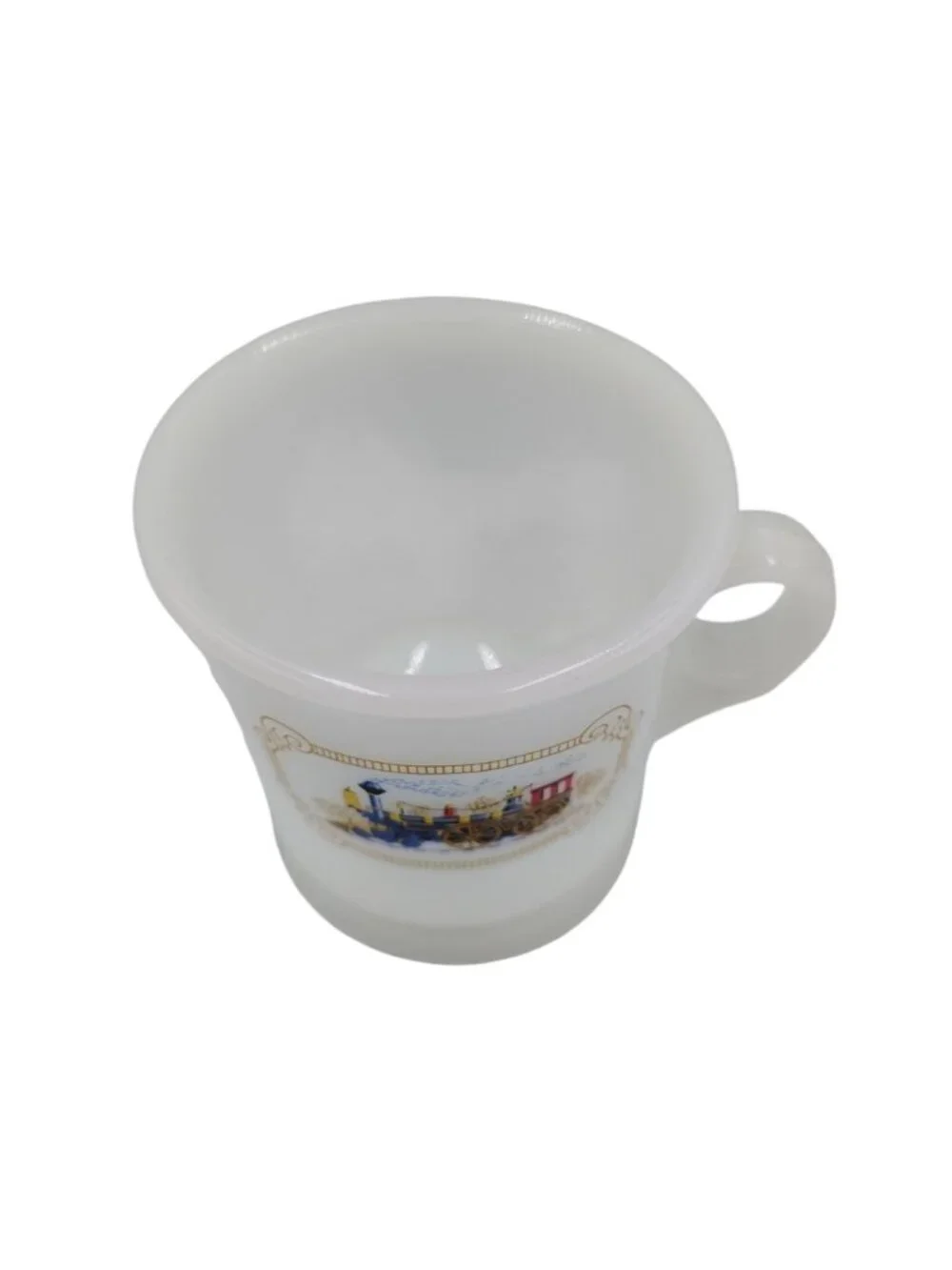 Avon Shaving Mug Iron Horse Design Milk Glass Style Vintage Cup Train Locomotive